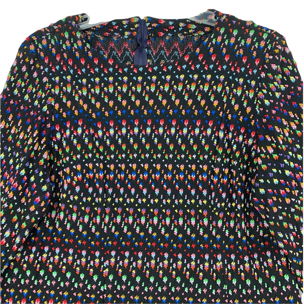 Vintage Handmade Black Zipper Back Shirt with Rainbow Colors Detailing - Picture 2 of 8